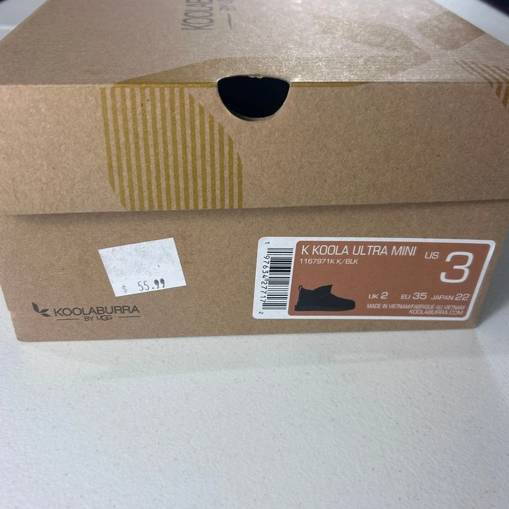 Koolaburra by UGG Koola Ultra Mini Black‎ Suede Boots Kids Size 3 1167971K NEW